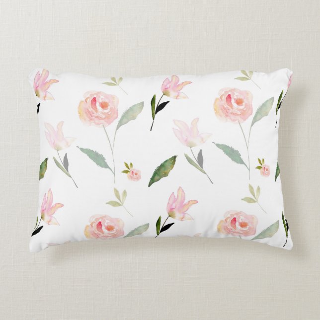 Beautiful Watercolor Floral Decorative Cushion (Front)