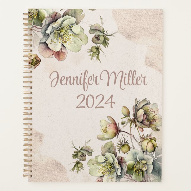 Beautiful watercolor floral design planner (Front)