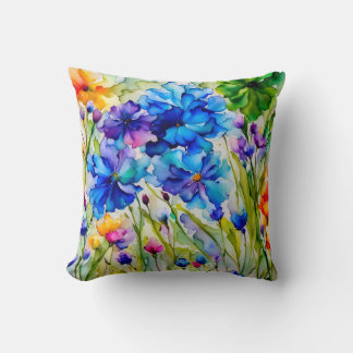 Beautiful watercolor. Floral garden Cushion