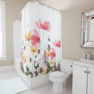 Beautiful watercolor floral garden elegant trendy shower curtain