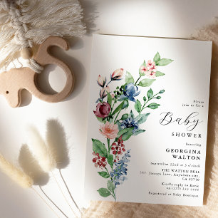 Beautiful Watercolor Floral & Greenery Baby Shower Invitation