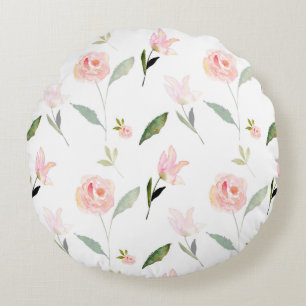Beautiful Watercolor Floral Round Cushion