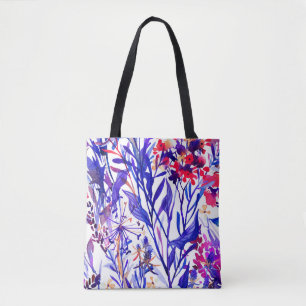 Beautiful watercolor floral seamless pattern tote bag