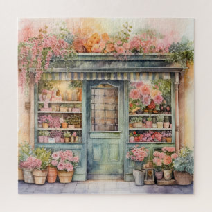 Beautiful Watercolor Floral Storefront Jigsaw Puzzle