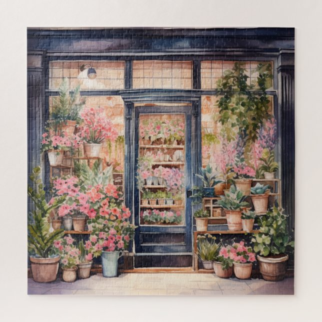 Beautiful Watercolor Floral Storefront Jigsaw Puzzle (Vertical)