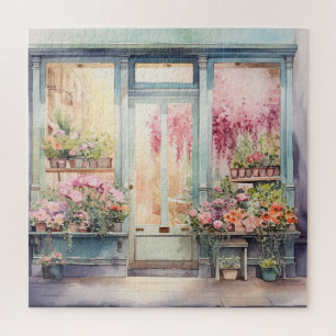 Beautiful Watercolor Floral Storefront Jigsaw Puzzle