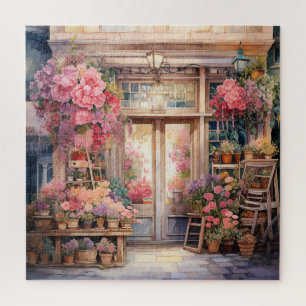 Beautiful Watercolor Floral Storefront Jigsaw Puzzle