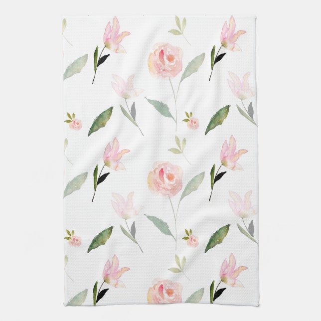 Beautiful Watercolor Floral Tea Towel (Vertical)