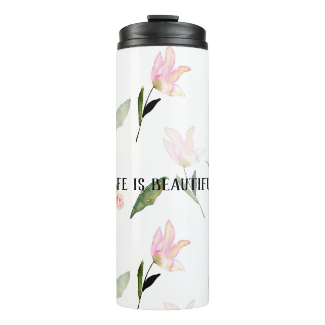 Beautiful Watercolor Floral Thermal Tumbler (Front)