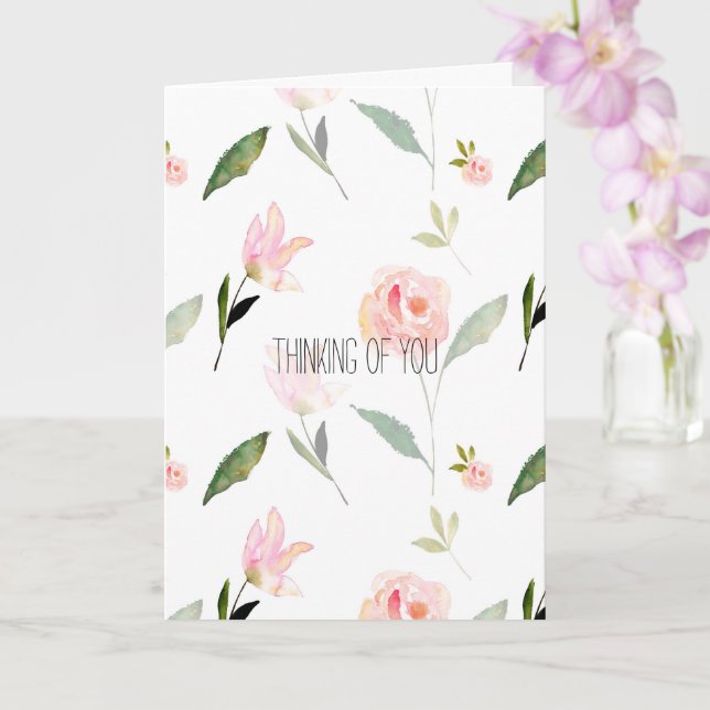 Beautiful Watercolor Floral Thinking of you Card (Orchid)