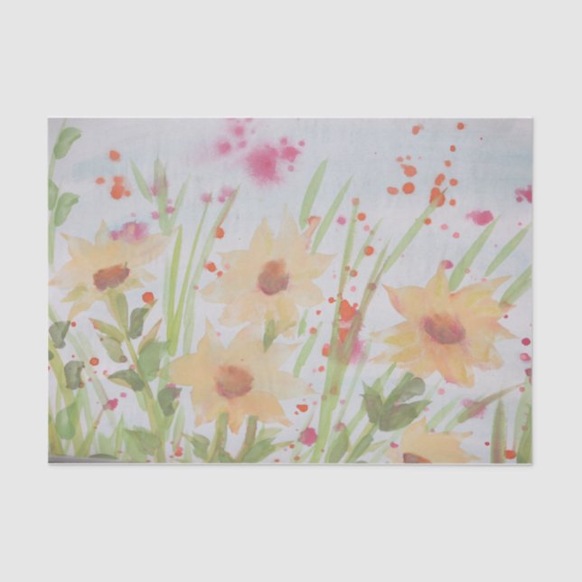 Beautiful watercolor floral tissue paper (Front)