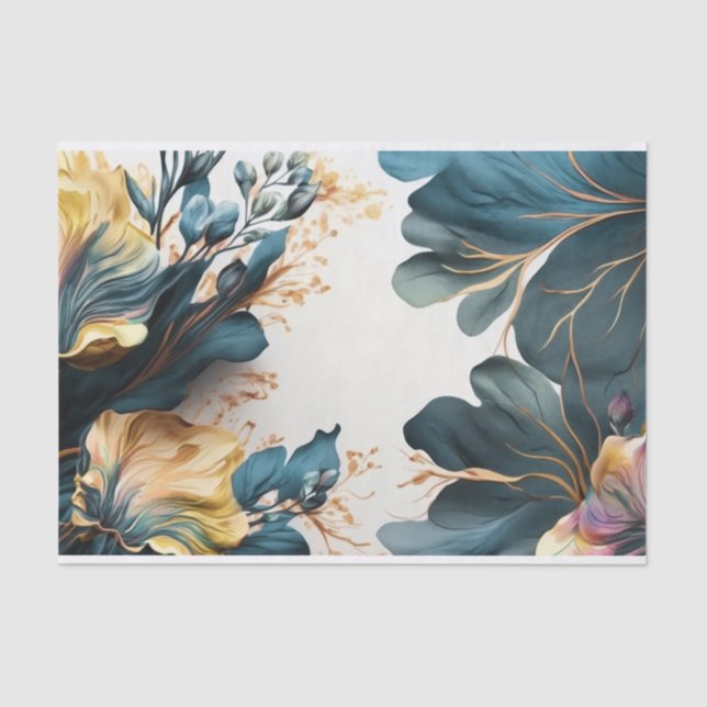 Beautiful watercolor floral tissue paper (Front)