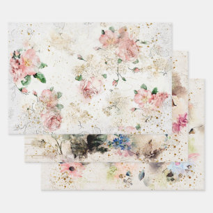 Beautiful Watercolor Floral Vintage Designs Wrapping Paper Sheet