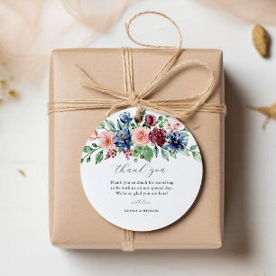 Beautiful Watercolor Floral Wedding Favour Tags