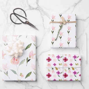 Beautiful Watercolor Floral Wrapping Paper Sheet