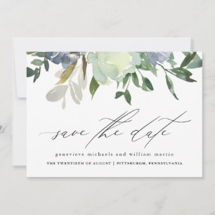 Beautiful Watercolor Flowers and Greenery Wedding Save The Date
