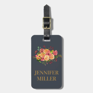 Beautiful watercolor flowers design luggage tag
