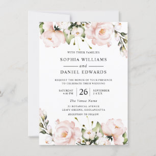 Beautiful Watercolor Flowers Elegant Wedding Invitation