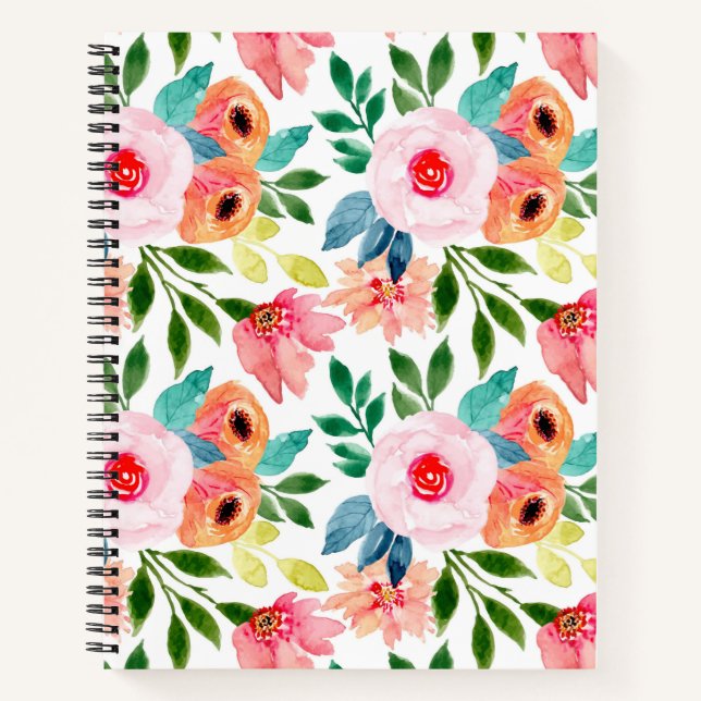 Beautiful watercolor flowers notebook (Front)