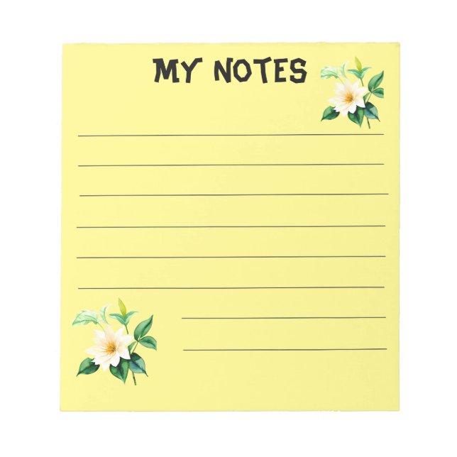 Beautiful watercolor flowers  notepad (Front)