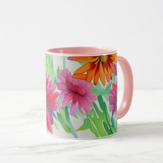 Beautiful watercolor flowers pinkish  personalise mug