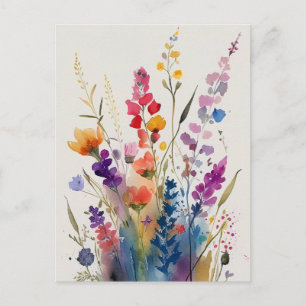 Beautiful Watercolor Flowers Postcard