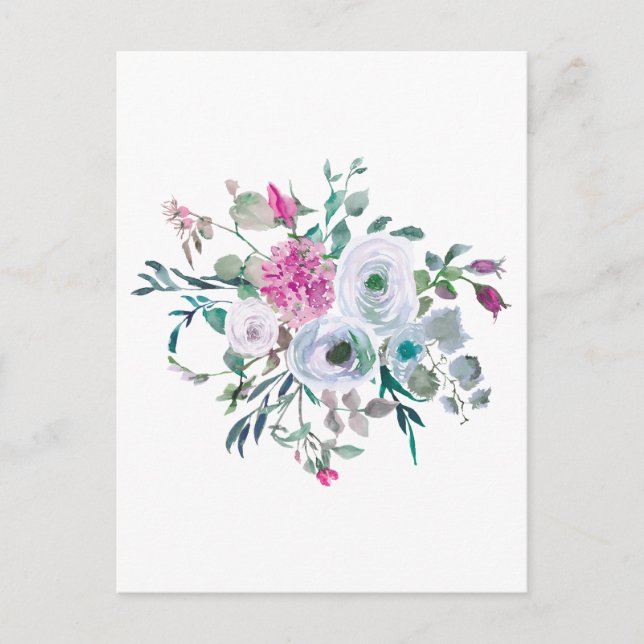Beautiful Watercolor Flowers Postcard (Front)