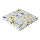 Beautiful Watercolor Flowers, Travertine Tile