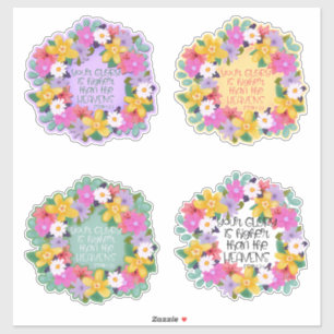 Beautiful Watercolor Flowers Wreath Psalm Quote