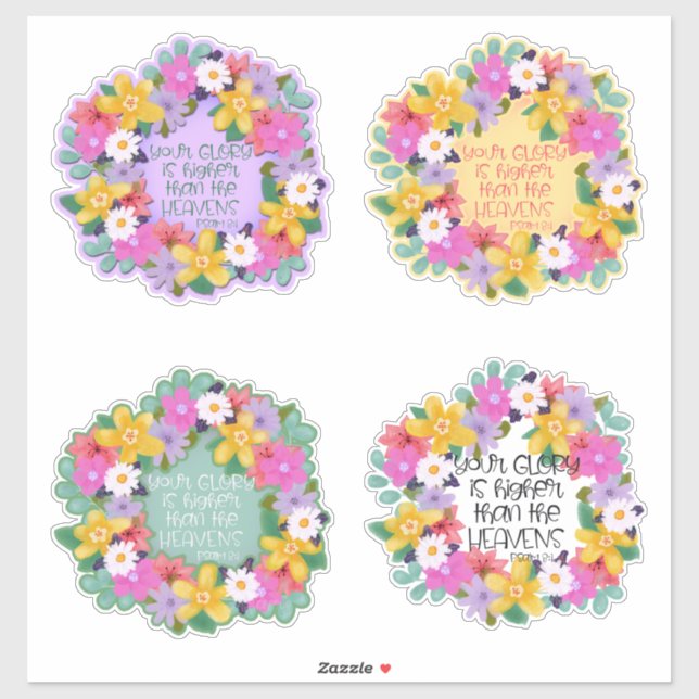Beautiful Watercolor Flowers Wreath Psalm Quote (Sheet)