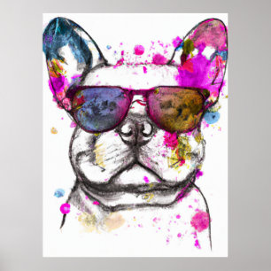 Beautiful Watercolor French Bulldog Poster
