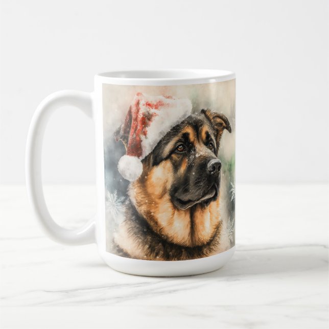 BEAUTIFUL WATERCOLOR GERMAN SHEPHERD DOG COFFEE MUG (Left)