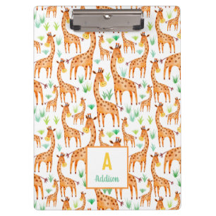 Beautiful Watercolor Giraffe Animal Personalised Clipboard