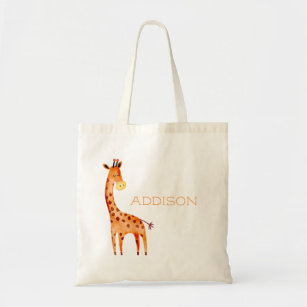 Beautiful Watercolor Giraffe Animal Personalised Tote Bag