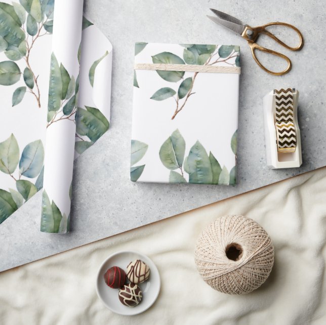 Beautiful watercolor greenery botanical wrapping paper (Crafts)
