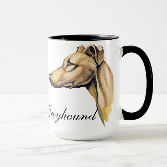 BEAUTIFUL WATERCOLOR GREYHOUND DOG MUG (Right)