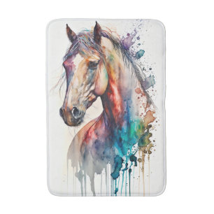 Beautiful Watercolor Horse Bath Mat