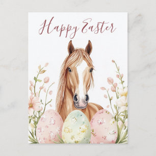 Beautiful Watercolor Horse Easter Wishes Holiday Postcard
