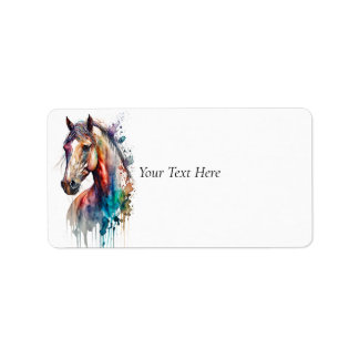 Beautiful Watercolor Horse Painting Address Label