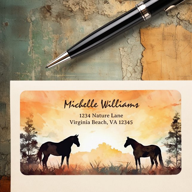 Beautiful Watercolor Horses in Field Address Label (Beautiful Watercolor Horses in Field Address Label)