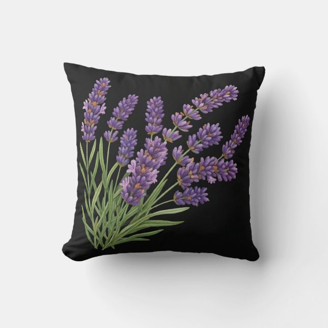 Beautiful watercolor lavender flower design cushion (Front)
