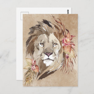 Beautiful Watercolor Lion Postcard
