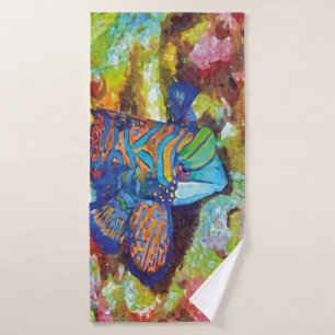 Beautiful Watercolor Mandarinfish Design Bath Towel