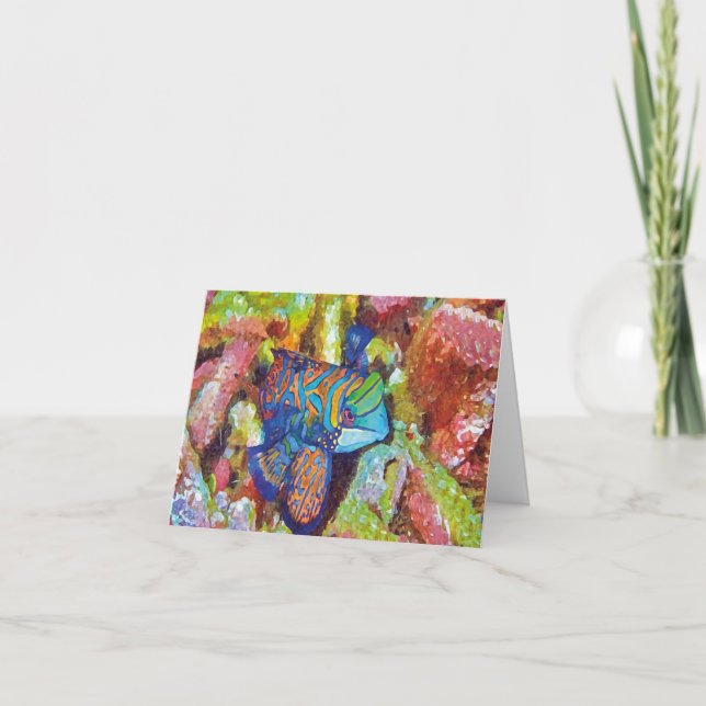 Beautiful Watercolor Mandarinfish Design  Note Card (Front)