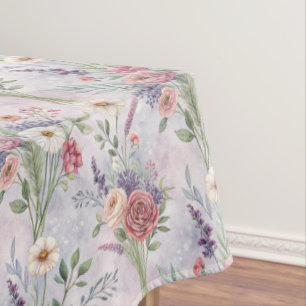 Beautiful Watercolor Meadow Wildflowers Tablecloth