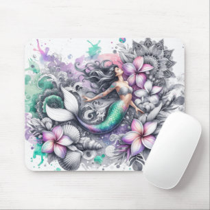 Beautiful Watercolor Mermaid Mouse Mat