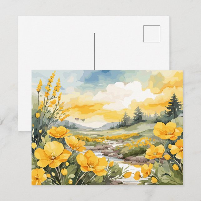 Beautiful Watercolor Nature Landscape Postcard (Front/Back)