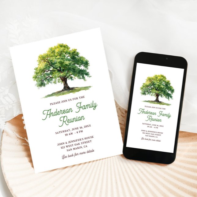 Beautiful Watercolor Oak Tree Family Reunion  Invitation (Creator Uploaded)