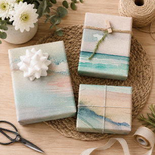Beautiful Watercolor Ocean view Wrapping Paper Sheet