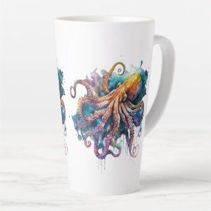 Beautiful Watercolor Octopus  Latte Mug